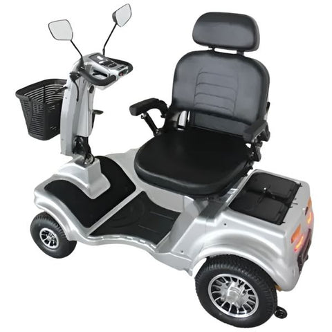 Gladiator 4-Wheel Bariatric Mobility Scooter In Silverado Silver Color  with the Swivel Captain Seat