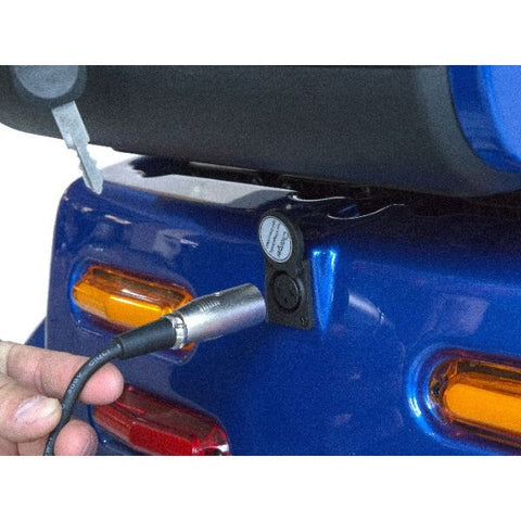 Gladiator 4-Wheel Bariatric Mobility Scooter in Caribbean  Blue Charging Port View
