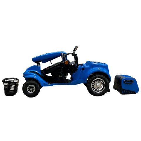 Gladiator 4-Wheel Bariatric Mobility Scooter in Caribbean  Blue Color Disassembled View