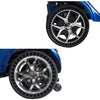Image of Gladiator 4-Wheel Bariatric Mobility Scooter in Caribbean  Blue Color Rear and Front Tires Side View