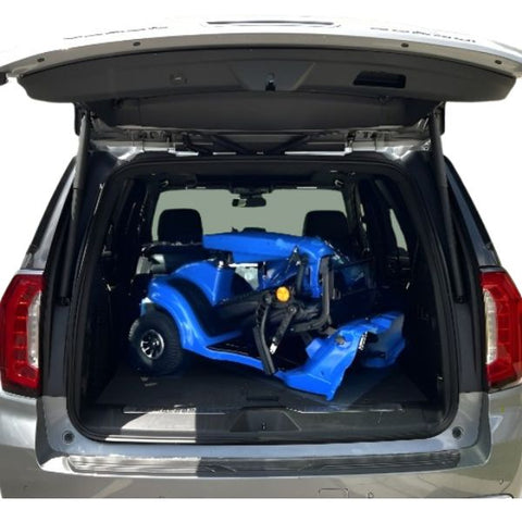 Gladiator 4-Wheel Bariatric Mobility Scooter in Caribbean  Blue Inside the Trunk View
