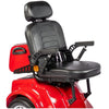 Image of Gladiator 4-Wheel Bariatric Mobility Scooter in Inferno Red Color Disassembled Showing the Foldable Captain Seat
