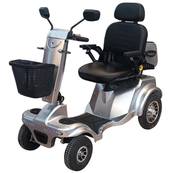 Gladiator 4-Wheel Bariatric Mobility Scooter in Silverado Silver Color with the Swivel Seat