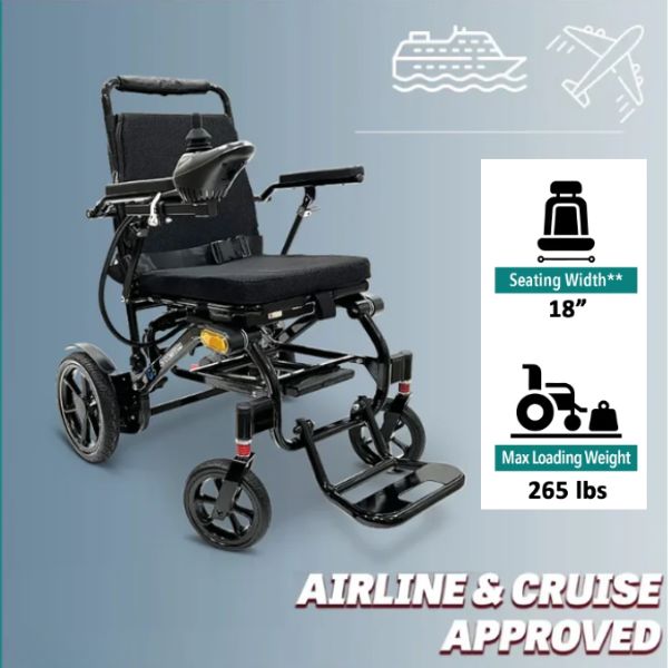 Glide Care G5 Pro Lightweight Foldable Electric Wheelchair with Seating Width and Max Weight Features