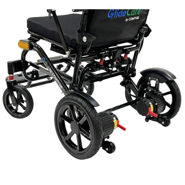 Glide Care G5 Pro Lightweight Foldable Electric Wheelchair Tires and Free Wheel Lever