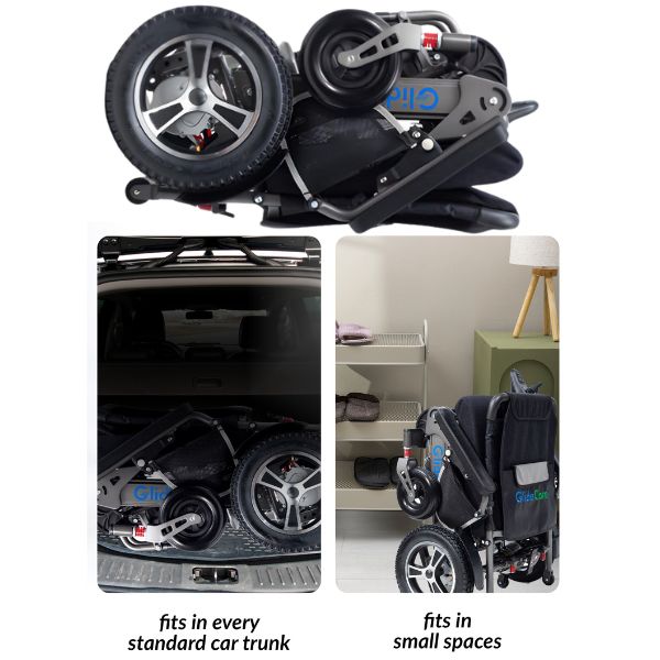 Glide Care G-6R Reclining Backrest Electric Wheelchair Folded View