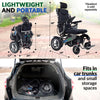 Image of Glide Care G-6R Reclining Backrest Electric Wheelchair Folded and Dimensions