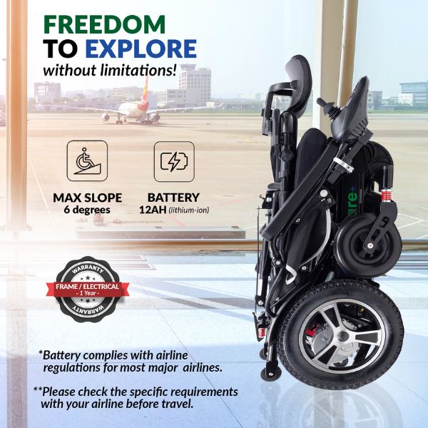 Glide Care G-6R Reclining Backrest Electric Wheelchair Folded and Features
