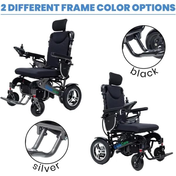 Glide Care G-6R Reclining Backrest Electric Wheelchair  Silver and Black