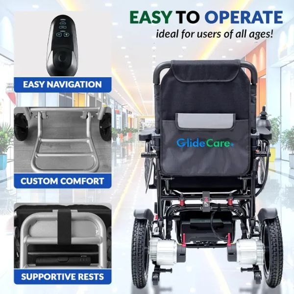 Glide Care G-6 Foldable Foldable Electric Wheelchair Joystick and Footrest