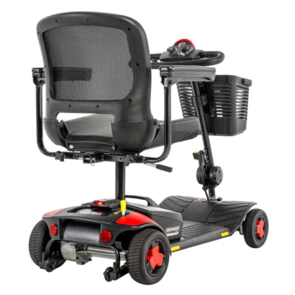 Pride Go-Go Elite Traveller® Gen 3 Platinum 4-Wheel Mobility Scooter in Red Rear Right View