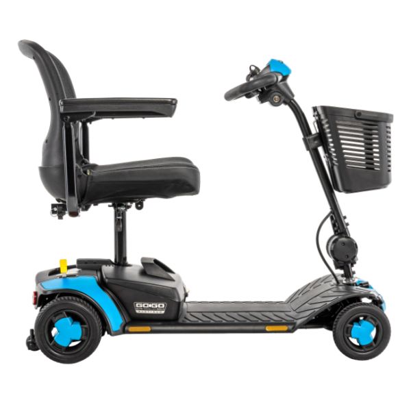 Pride Go-Go Elite Traveller® Gen 3 Platinum 4-Wheel Mobility Scooter in Blue Right Side View