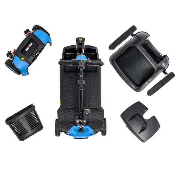 Pride Go-Go Elite Traveller® Gen 3 Platinum 4-Wheel Mobility Scooter Disassembled in 5 Pieces