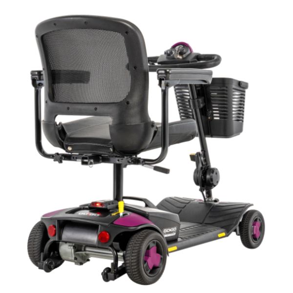 Pride Go-Go Elite Traveller® Gen 3 Platinum 4-Wheel Mobility Scooter Sugar Plum in ear Right View