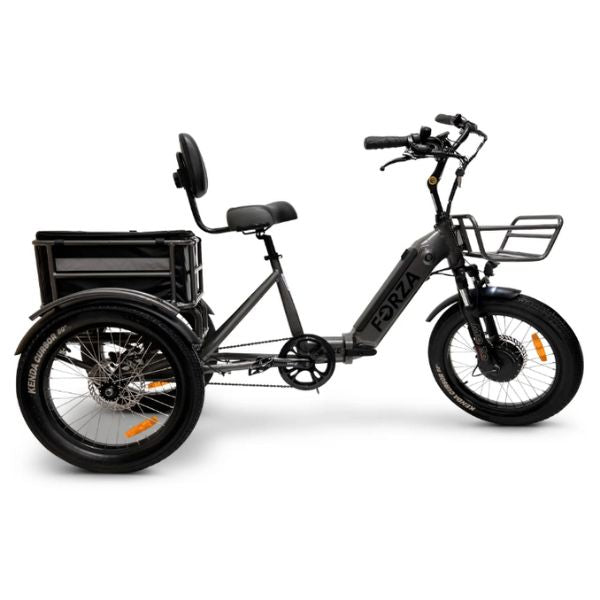 Go Bike FORZA Compact Foldable Electric Trike Gray in Right Side View
