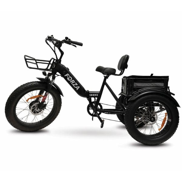 Go Bike Forza Electric Tricycle Black in Full Left Side View