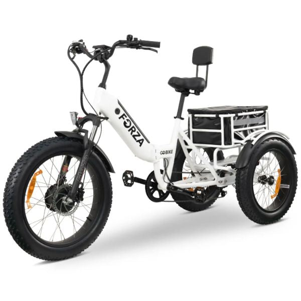 Go Bike Forza Electric Tricycle White in Left Side View