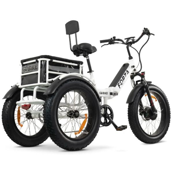 Go Bike Forza Electric Tricycle White Showing the Rear Storage