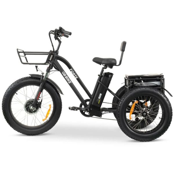 Go Bike Forte Electric Tricycle Black in Full Left Side View