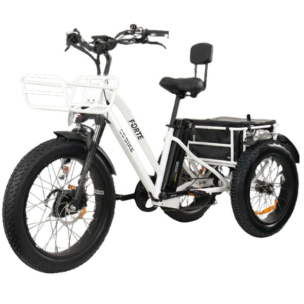 Go Bike Forte Electric Tricycle White in Left Angle View