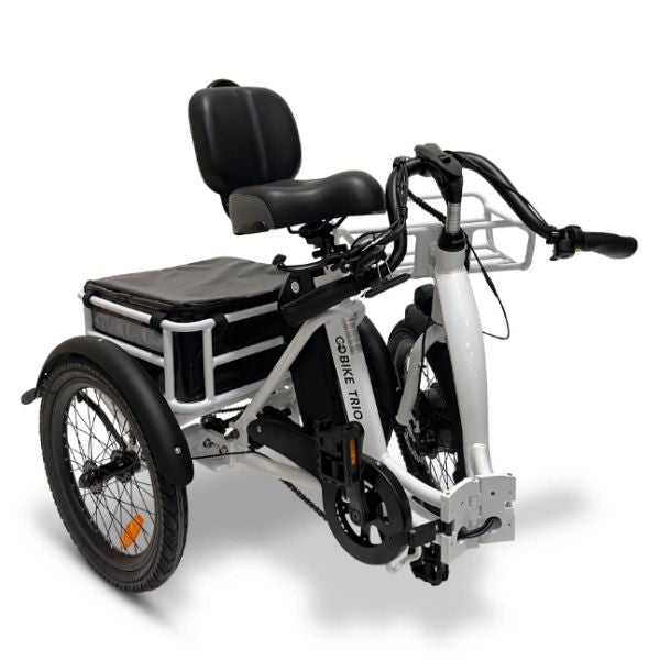 Go Bike TRIO Crossover Lightweight Foldable Electric Tricycle White Folded