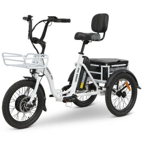 Go Bike TRIO Crossover Lightweight Foldable Electric Tricycle White in Left Angle View