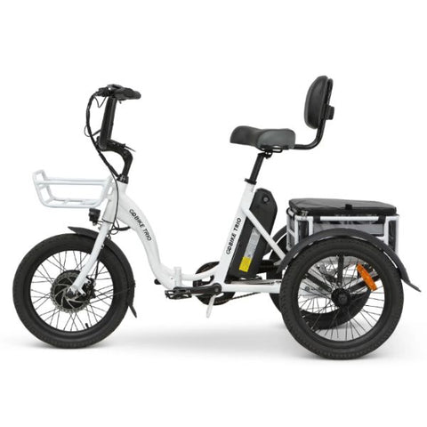 Go Bike TRIO Crossover Lightweight Foldable Electric Tricycle White in Left Side View