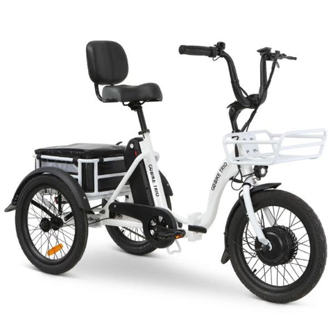 Go Bike TRIO Crossover Lightweight Foldable Electric Tricycle White in Right Angle View