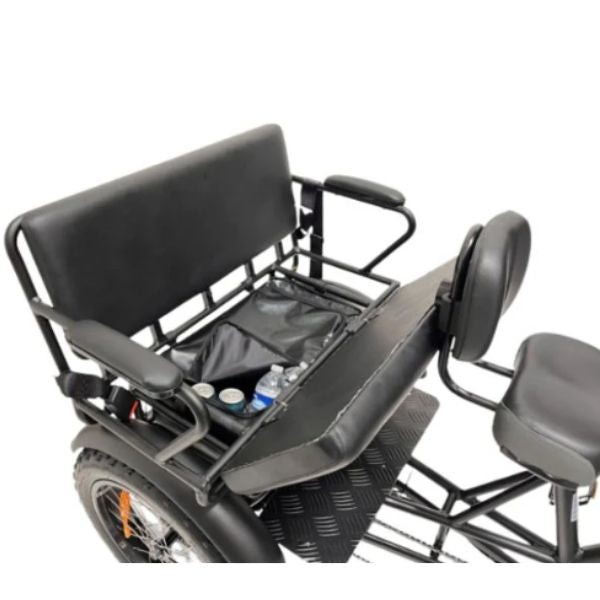 Go Bike Forte Electric Tricycle With Rear Seat Showing the Seat Compartment Storage