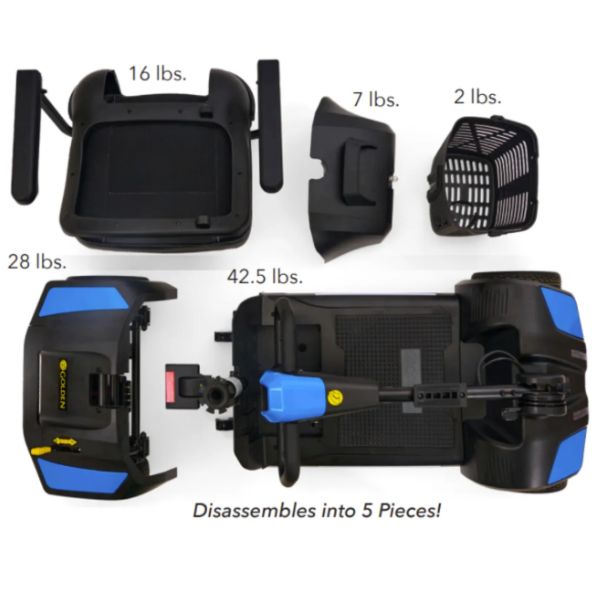 Golden Technologies Buzzaround XL+ 4-Wheel Mobility Scooter Disassembled into Pieces