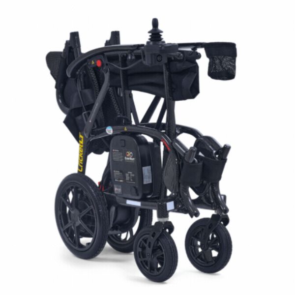 Golden Cricket LT Carbon Folding Power Wheelchair in Folding Position