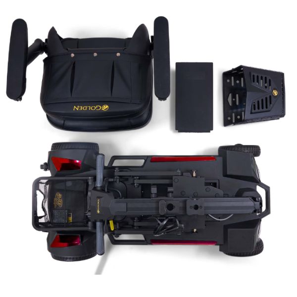 Buzzaround CarryOn HD 4-Wheel Mobility Scooter Disassembled into Pieces