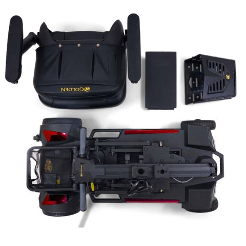 Buzzaround CarryOn HD 4-Wheel Mobility Scooter Disassembled into Pieces