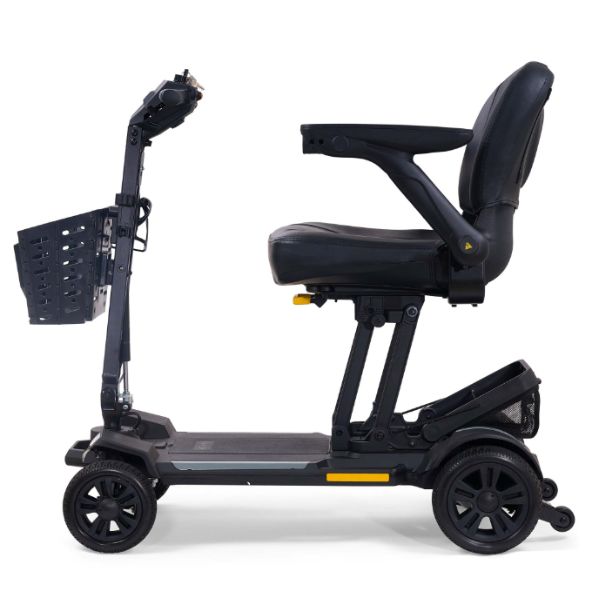 Golden Technologies Buzzaround CarryOn HD Folding Mobility Scooter GB220, left side view in red.