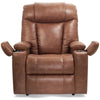 Image of Golden Technologies Rhea Power Lift Chair PR442 Acorn Color with cup holder compartment open