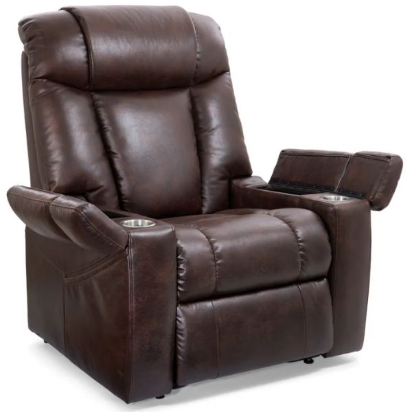 Golden Technologies Rhea Power Lift Chair PR442 Maple Color with cup holder compartment open