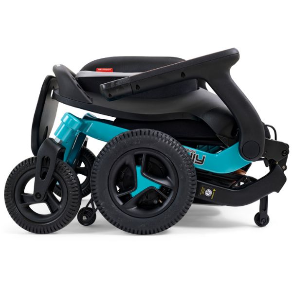 Golden Ally Portable Power Wheelchair (GP303) Teal Color Folded View