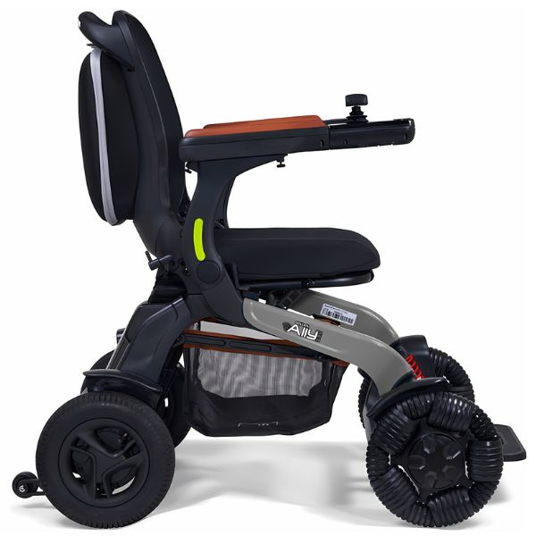 Golden Ally Pro Folding Electric Wheelchair GP304 in Grey Color Frame Side View