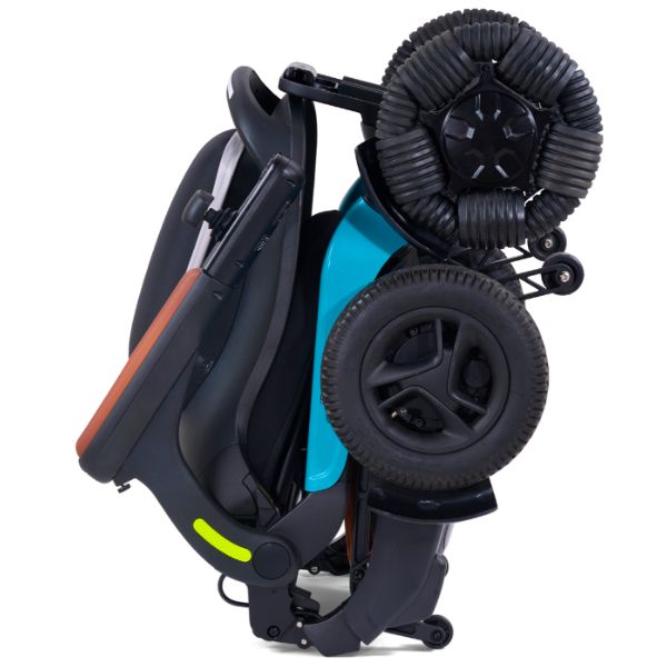 Golden Ally Pro Folding Electric Wheelchair GP304 in Teal Color Frame Folded Side View