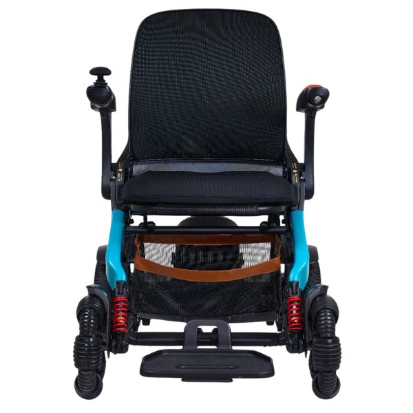 Golden Ally Pro Folding Electric Wheelchair GP304 in Teal Color Frame Front View