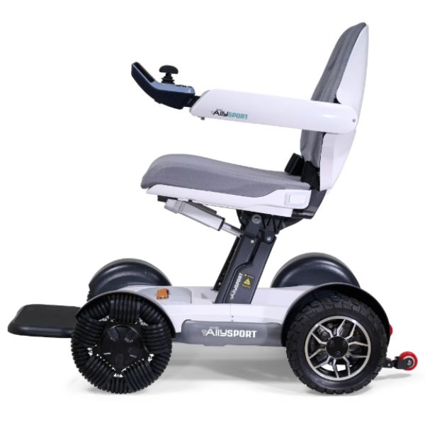 Golden Ally Sport Folding Electric Wheelchair GP305 White Color Left Side View