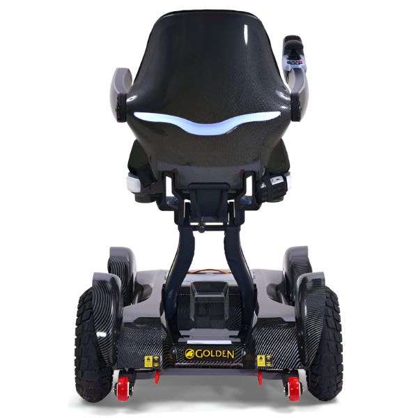 Golden Ally Sport Folding Electric Wheelchair GP305 in Black Carbon Fiber Pattern Back View