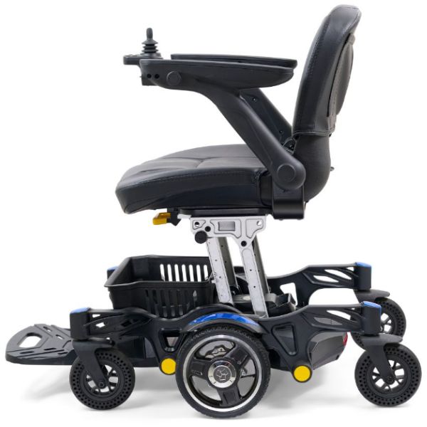 Golden Buzzarround CarryOn  Portable Electric Wheelchair GP130 Coastal Blue Shroud Left Side View