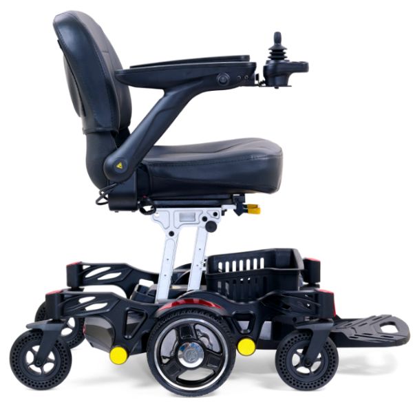 Golden Buzzarround CarryOn  Portable Electric Wheelchair GP130 Velevt Red Shroud Right Side View