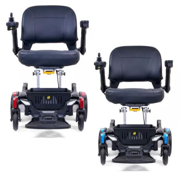 Golden Buzzarround CarryOn  Portable Electric Wheelchair GP130 Standard Shroud Colors Velvet Red and Coastal Blue