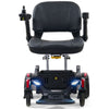Image of Golden_Buzzarround_CarryOn_Portable_Electric_Wheelchair_GP130_Velvet_Red_Shroud_Front_with Front Lights On_View