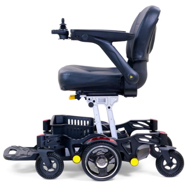 Golden Buzzarround CarryOn  Portable Electric Wheelchair GP130 Velvet Red  Shroud Left Side View