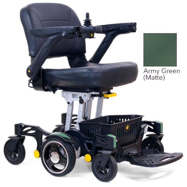 Golden Buzzarround CarryOn  Portable Electric Wheelchair GP130 with Army Green Shroud