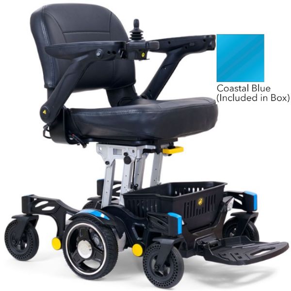 Golden Buzzarround CarryOn  Portable Electric Wheelchair GP130 with Coastal Blue Shroud