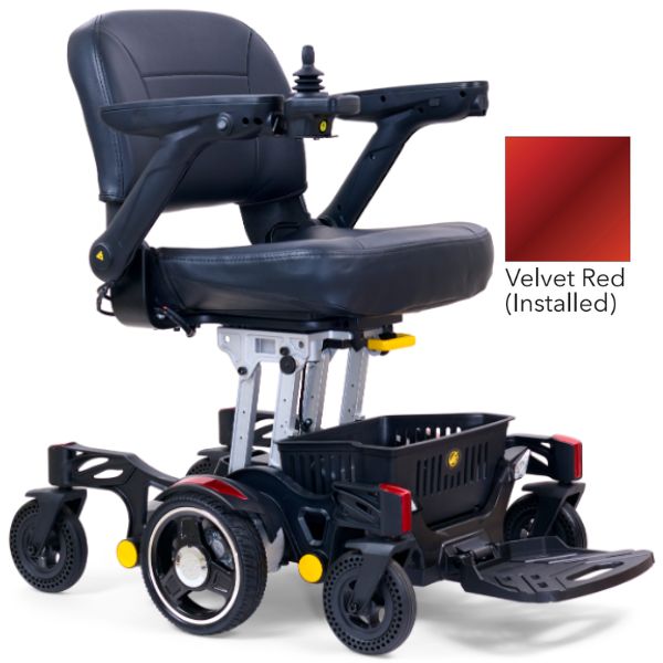Golden Buzzarround CarryOn  Portable Electric Wheelchair GP130 with Velvet Red Shroud